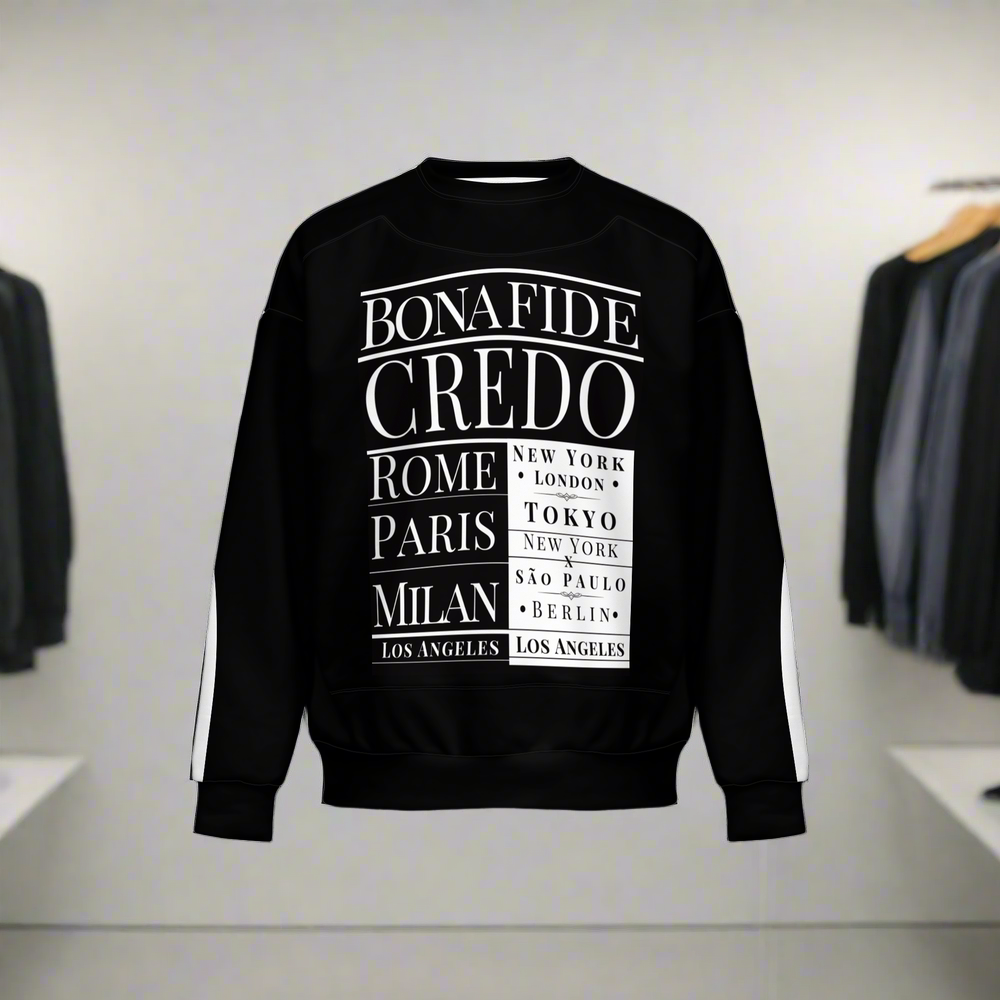 Men's Relaxed Fit Sweatshirt with Front Patch-Super Heavy 375g