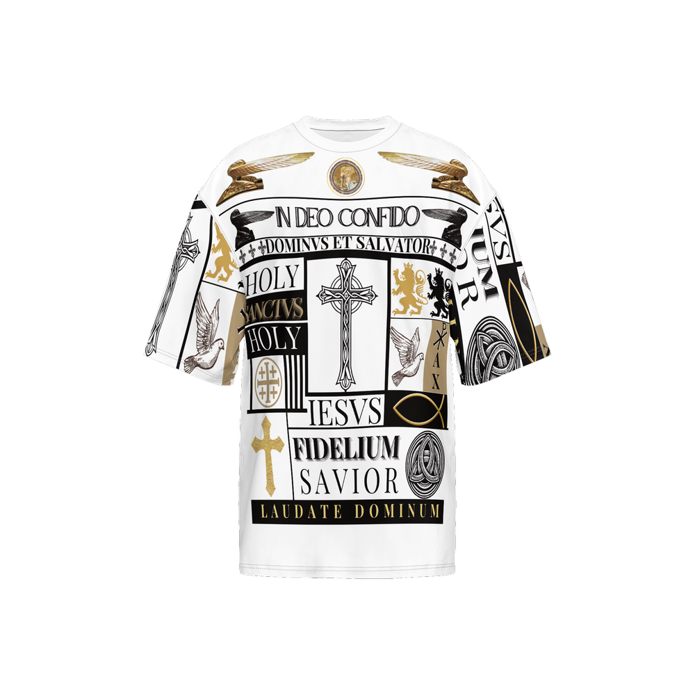 IESVS Oversized Tee – Faith Typography Art Shirt 225g