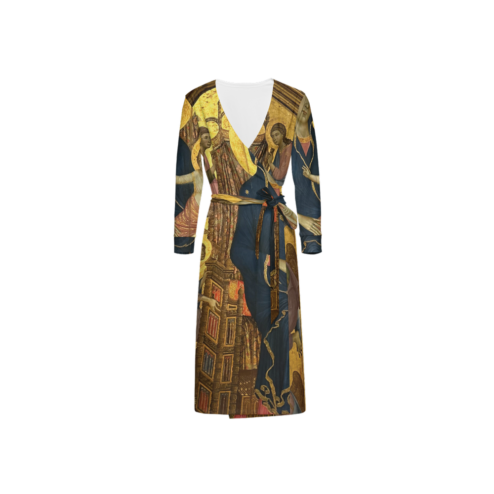 Women's Saint Icons Wrap Dress Luxe Knit Artwear with Gold Byzantine Terrence Harris Art Collective Women's Saint Icons Wrap Dress Luxe Knit Artwear with Gold Byzantine Terrence Harris Art Collective