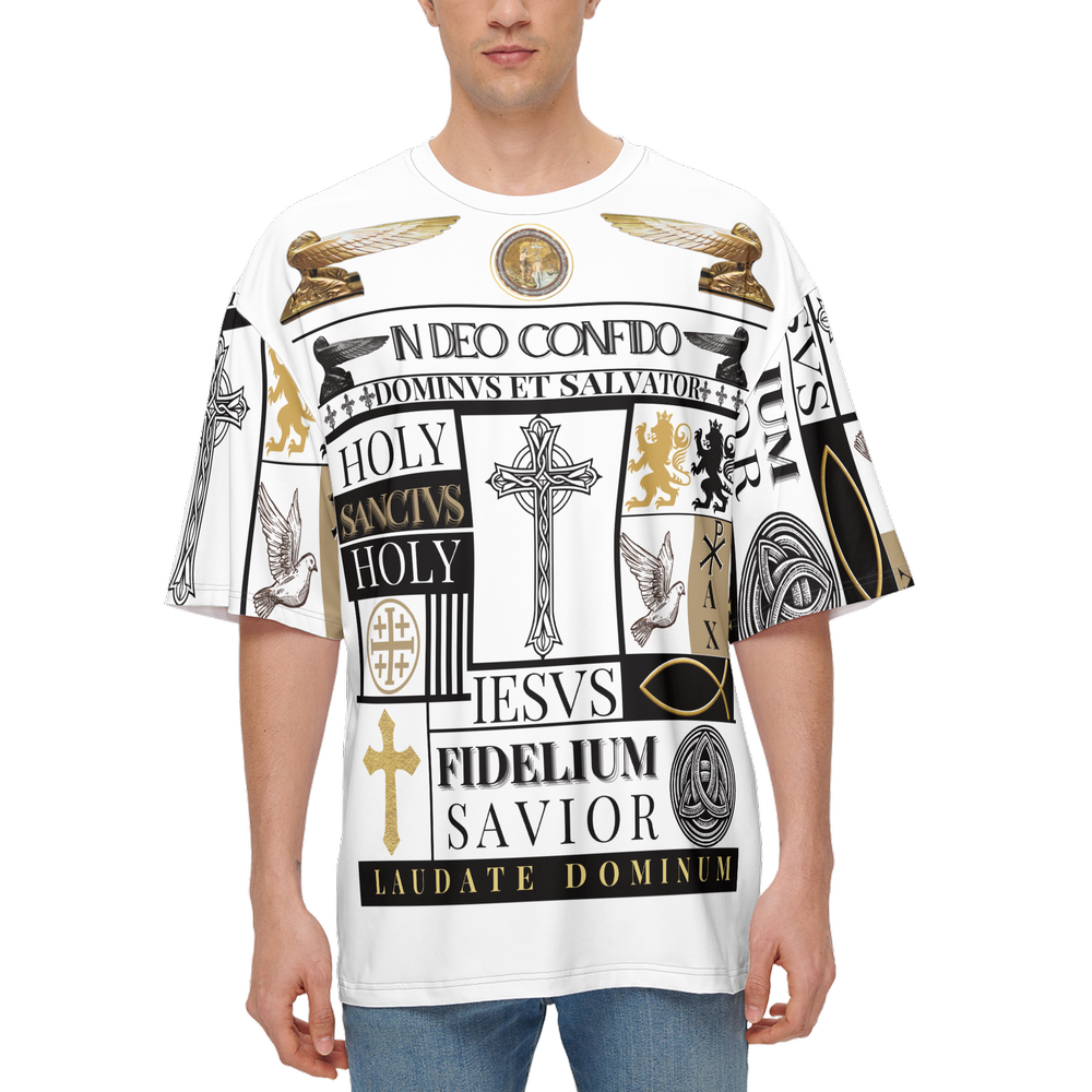IESVS Oversized Tee – Faith Typography Art Shirt 225g