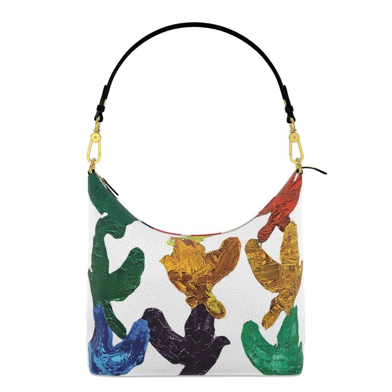 Artistic Leaf Design Square Hobo Bag – Unique & Stylish