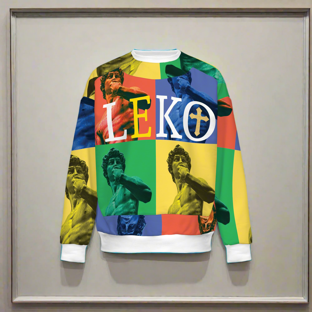 Men’s LEKO Pop Art Sweatshirt – Heavyweight Color Block Streetwear 375g