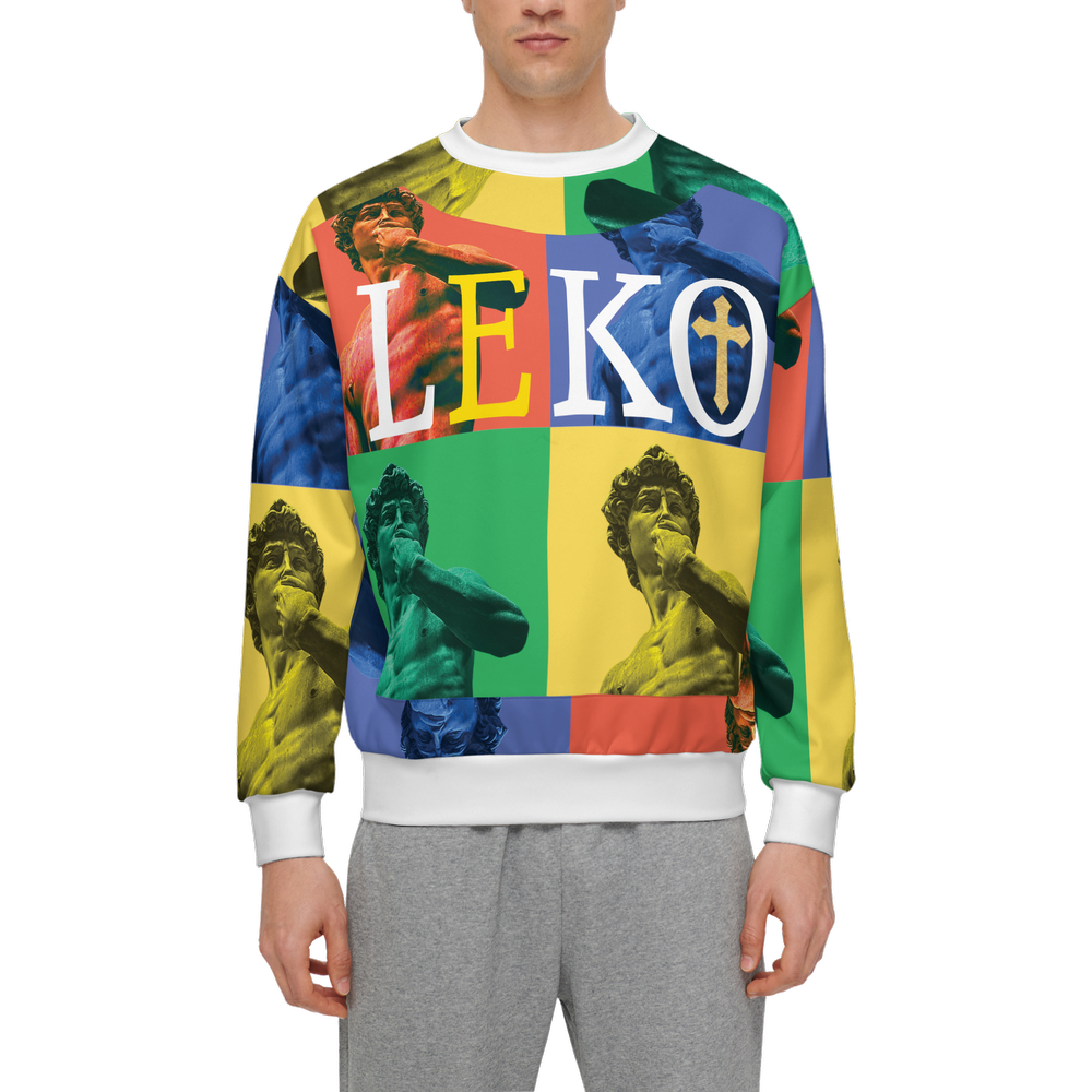 Men’s LEKO Pop Art Sweatshirt – Heavyweight Color Block Streetwear 375g