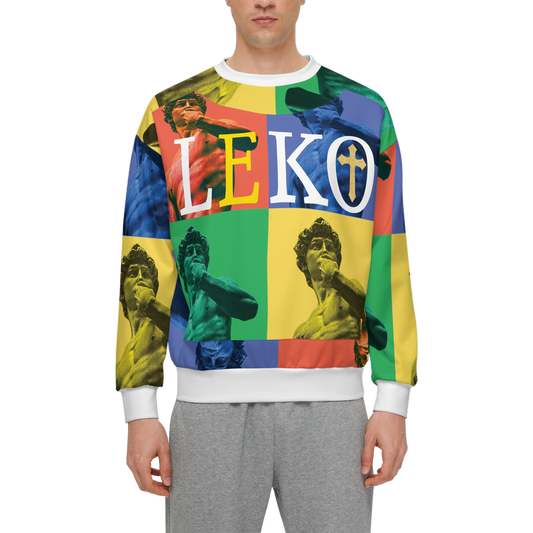 Men’s LEKO Pop Art Sweatshirt – Heavyweight Color Block Streetwear 375g