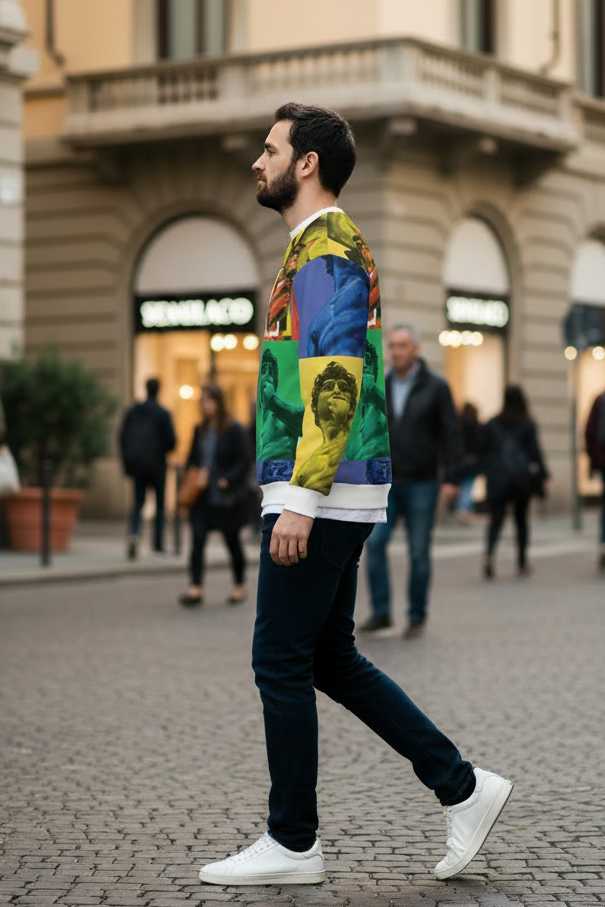 Men’s LEKO Pop Art Sweatshirt – Heavyweight Color Block Streetwear 375g