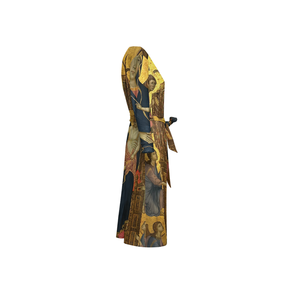 Women's Saint Icons Wrap Dress Luxe Knit Artwear with Gold Byzantine Terrence Harris Art Collective Women's Saint Icons Wrap Dress Luxe Knit Artwear with Gold Byzantine Terrence Harris Art Collective